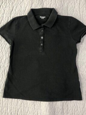 4/$15 Old Navy Polo Shirt Women XS Petite Black Preppy Classic School Uniform